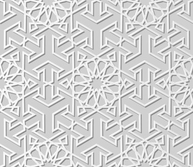 3D beyaz kağıt sanat İslam geometri çapraz desen sorunsuz arka plan, vektör şık dekorasyon desen arka plan web banner tebrik kartı tasarımı için