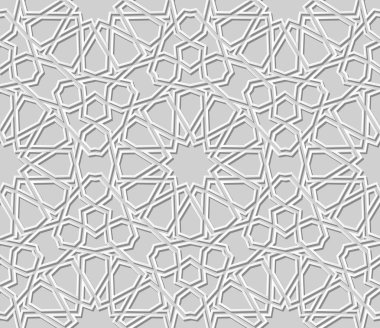 3D beyaz kağıt sanat İslam geometri çapraz desen sorunsuz arka plan, vektör şık dekorasyon desen arka plan web banner tebrik kartı tasarımı için