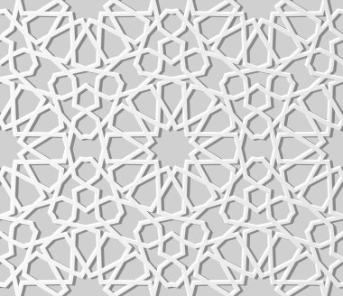 3D beyaz kağıt sanat İslam geometri çapraz desen sorunsuz arka plan, vektör şık dekorasyon desen arka plan web banner tebrik kartı tasarımı için