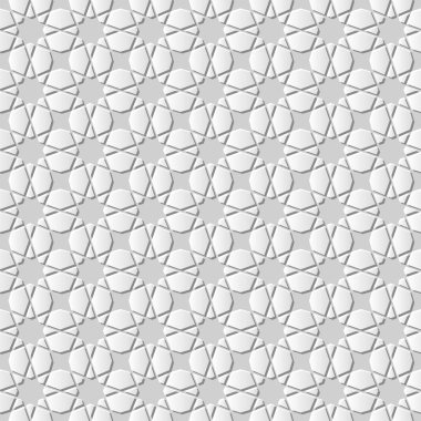 3D beyaz kağıt sanat İslam geometri çapraz desen sorunsuz arka plan, vektör şık dekorasyon desen arka plan web banner tebrik kartı tasarımı için
