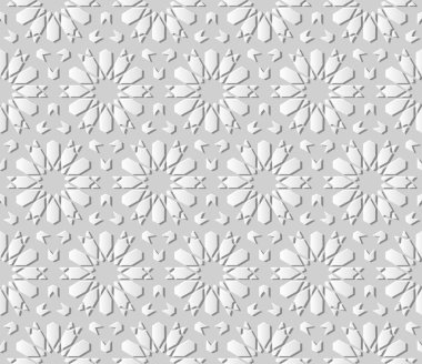 3D beyaz kağıt sanat İslam geometri çapraz desen sorunsuz arka plan, vektör şık dekorasyon desen arka plan web banner tebrik kartı tasarımı için