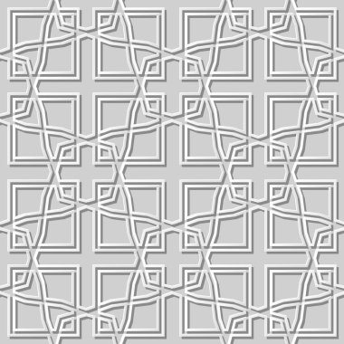 3D beyaz kağıt sanat İslam geometri çapraz desen sorunsuz arka plan, vektör şık dekorasyon desen arka plan web banner tebrik kartı tasarımı için