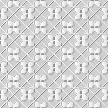 3D beyaz kağıt sanat İslam geometri çapraz desen sorunsuz arka plan, vektör şık dekorasyon desen arka plan web banner tebrik kartı tasarımı için