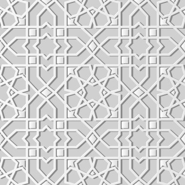 3D beyaz kağıt sanat İslam geometri çapraz desen sorunsuz arka plan, vektör şık dekorasyon desen arka plan web banner tebrik kartı tasarımı için