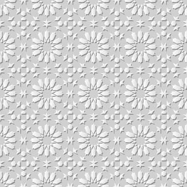 3D beyaz kağıt sanat İslam geometri çapraz desen sorunsuz arka plan, vektör şık dekorasyon desen arka plan web banner tebrik kartı tasarımı için