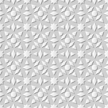 3D beyaz kağıt sanat İslam geometri çapraz desen sorunsuz arka plan, vektör şık dekorasyon desen arka plan web banner tebrik kartı tasarımı için