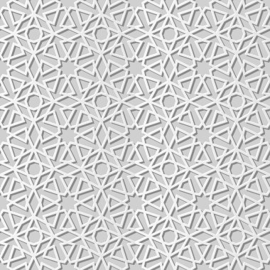 3D beyaz kağıt sanat İslam geometri çapraz desen sorunsuz arka plan, vektör şık dekorasyon desen arka plan web banner tebrik kartı tasarımı için