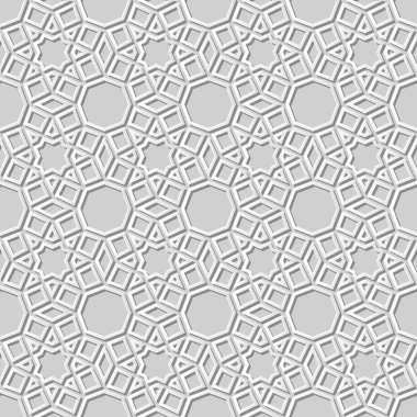 3D beyaz kağıt sanat İslam geometri çapraz desen sorunsuz arka plan, vektör şık dekorasyon desen arka plan web banner tebrik kartı tasarımı için