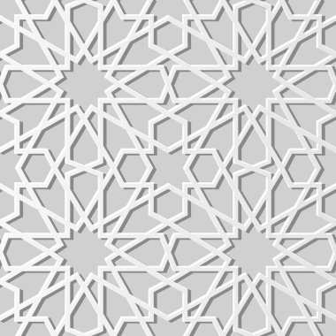 3D beyaz kağıt sanat İslam geometri çapraz desen sorunsuz arka plan, vektör şık dekorasyon desen arka plan web banner tebrik kartı tasarımı için