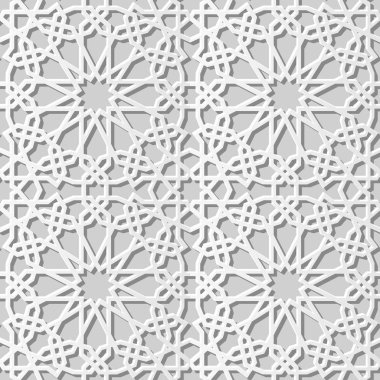 3D beyaz kağıt sanat İslam geometri çapraz desen sorunsuz arka plan, vektör şık dekorasyon desen arka plan web banner tebrik kartı tasarımı için