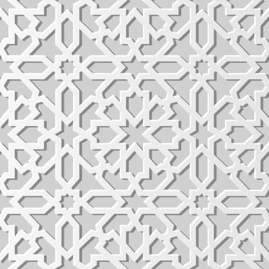 3D beyaz kağıt sanat İslam geometri çapraz desen sorunsuz arka plan, vektör şık dekorasyon desen arka plan web banner tebrik kartı tasarımı için