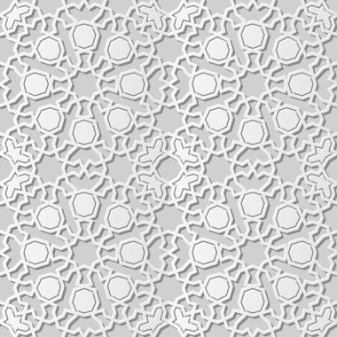 3D beyaz kağıt sanat İslam geometri çapraz desen sorunsuz arka plan, vektör şık dekorasyon desen arka plan web banner tebrik kartı tasarımı için
