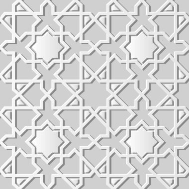 3D beyaz kağıt sanat İslam geometri çapraz desen sorunsuz arka plan, vektör şık dekorasyon desen arka plan web banner tebrik kartı tasarımı için