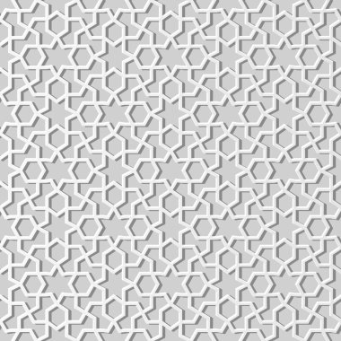 3D beyaz kağıt sanat İslam geometri çapraz desen sorunsuz arka plan, vektör şık dekorasyon desen arka plan web banner tebrik kartı tasarımı için