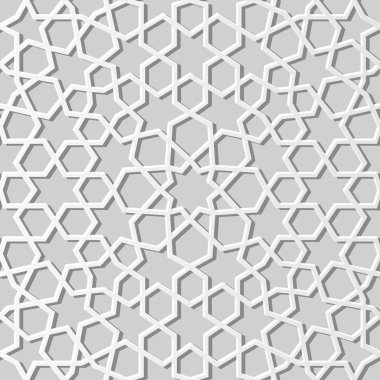 3D beyaz kağıt sanat İslam geometri çapraz desen sorunsuz arka plan, vektör şık dekorasyon desen arka plan web banner tebrik kartı tasarımı için