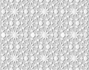 3D beyaz kağıt sanat İslam geometri çapraz desen sorunsuz arka plan, vektör şık dekorasyon desen arka plan web banner tebrik kartı tasarımı için