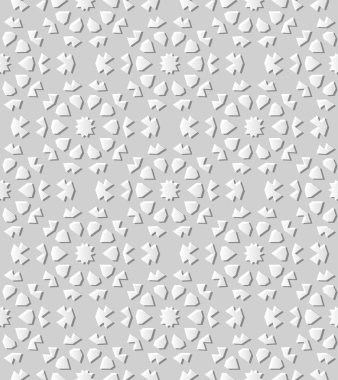 3D beyaz kağıt sanat İslam geometri çapraz desen sorunsuz arka plan, vektör şık dekorasyon desen arka plan web banner tebrik kartı tasarımı için