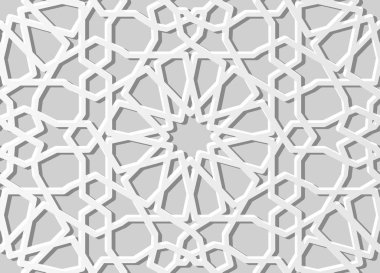3D beyaz kağıt sanat İslam geometri çapraz desen sorunsuz arka plan, vektör şık dekorasyon desen arka plan web banner tebrik kartı tasarımı için