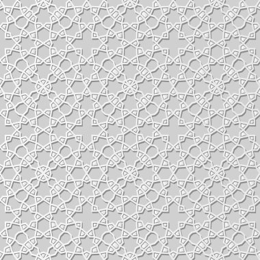 3D beyaz kağıt sanat İslam geometri çapraz desen sorunsuz arka plan, vektör şık dekorasyon desen arka plan web banner tebrik kartı tasarımı için
