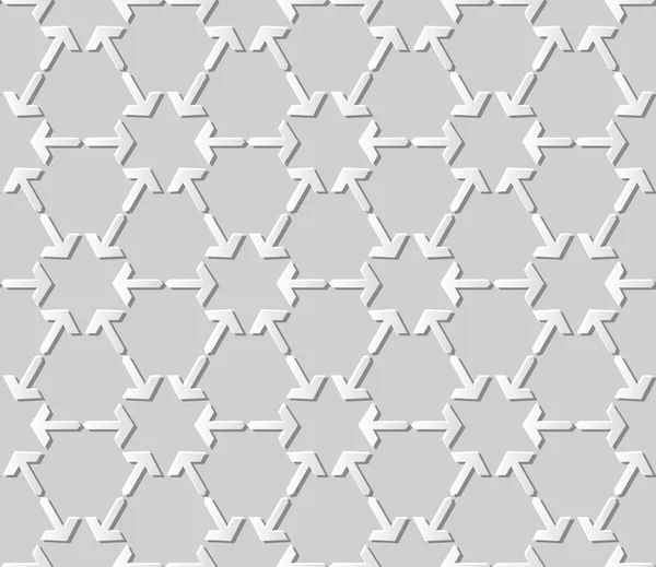 Papel Branco Arte Geometria Islâmica Cruz Padrão Sem Costura Fundo —  Vetores de Stock