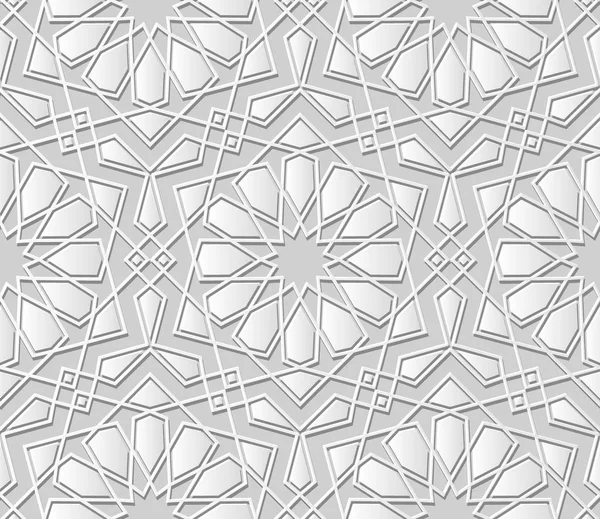 3D beyaz kağıt sanat İslam geometri çapraz desen sorunsuz arka plan, vektör şık dekorasyon desen arka plan web banner tebrik kartı tasarımı için