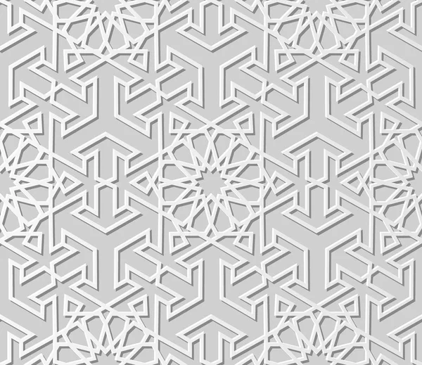 Papel Blanco Arte Geometría Islámica Cruz Patrón Fondo Sin Costuras — Archivo Imágenes Vectoriales
