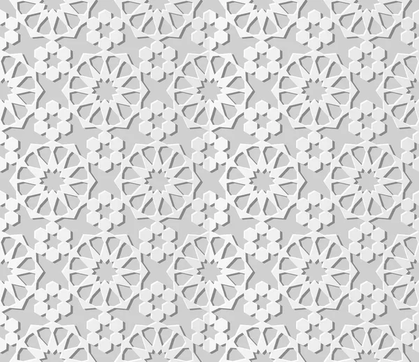 White Paper Art Islamic Geometry Cross Pattern Seamless Background Vector — Stock Vector