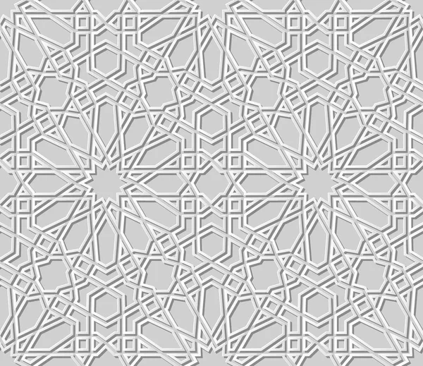 White Paper Art Géométrie Islamique Motif Croisé Fond Sans Couture — Image vectorielle