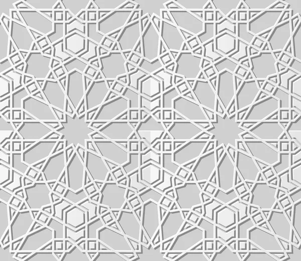 Bianco Carta Arte Islamica Geometria Croce Modello Senza Soluzione Continuità — Vettoriale Stock
