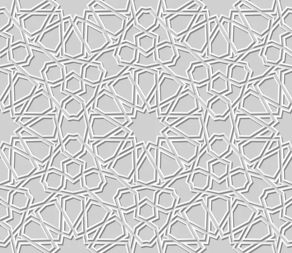 Papel Blanco Arte Geometría Islámica Cruz Patrón Fondo Sin Costuras — Vector de stock