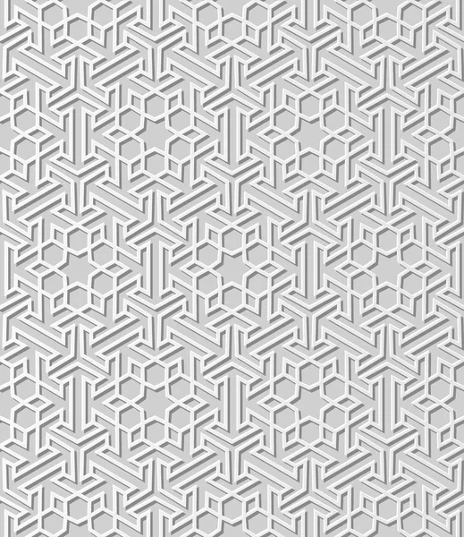 Papel Branco Arte Geometria Islâmica Cruz Padrão Sem Costura Fundo — Vetor de Stock