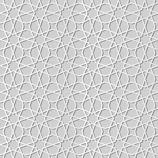 White Paper Art Islamic Geometry Cross Pattern Seamless Background Vector — Stock Vector