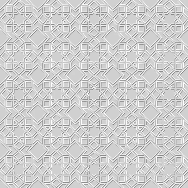 White Paper Art Géométrie Islamique Motif Croisé Fond Sans Couture — Image vectorielle