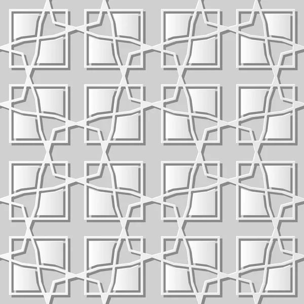 Papel Blanco Arte Geometría Islámica Cruz Patrón Fondo Sin Costuras — Vector de stock
