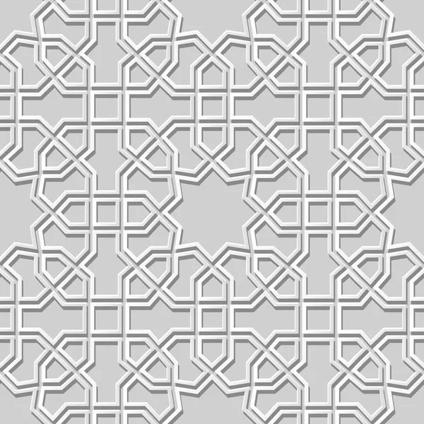 Papel Blanco Arte Geometría Islámica Cruz Patrón Fondo Sin Costuras — Vector de stock