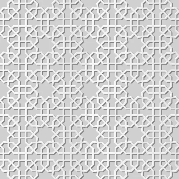 Papel Blanco Arte Geometría Islámica Cruz Patrón Fondo Sin Costuras — Vector de stock