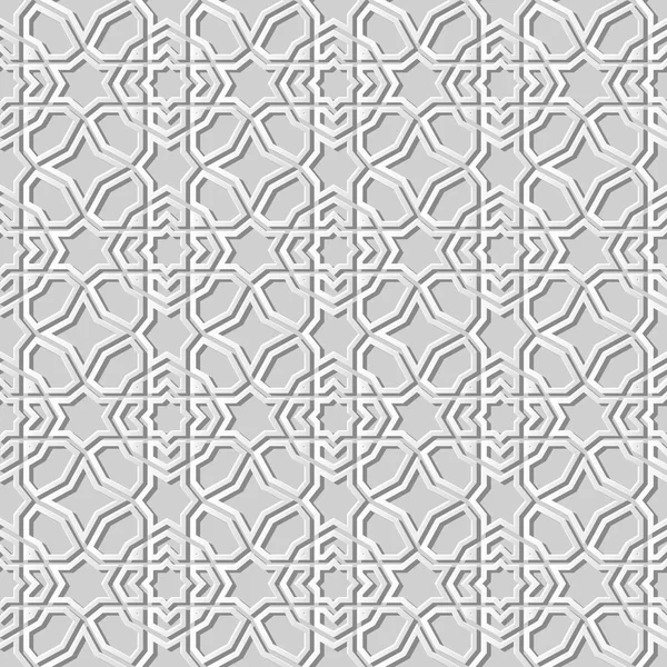 ホワイト ペーパー アート イスラムの幾何学クロス パターン シームレスな背景 Web バナー グリーティング カード — ストックベクタ