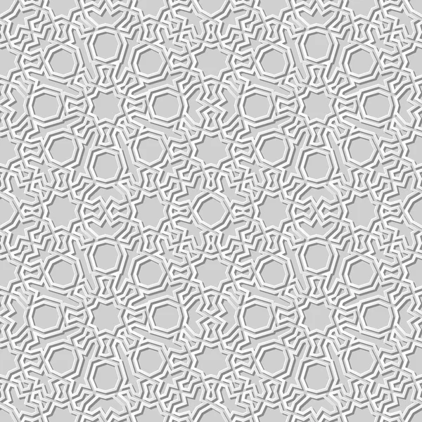 White Paper Art Géométrie Islamique Motif Croisé Fond Sans Couture — Image vectorielle