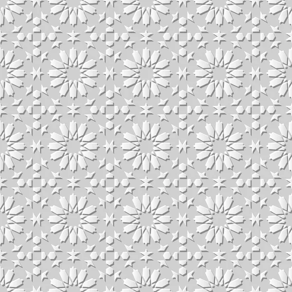 Weißes Papier Kunst Islamische Geometrie Kreuz Muster Nahtlosen Hintergrund Vektor — Stockvektor