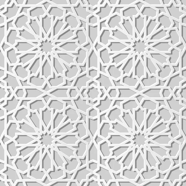Papel Blanco Arte Geometría Islámica Cruz Patrón Fondo Sin Costuras — Vector de stock