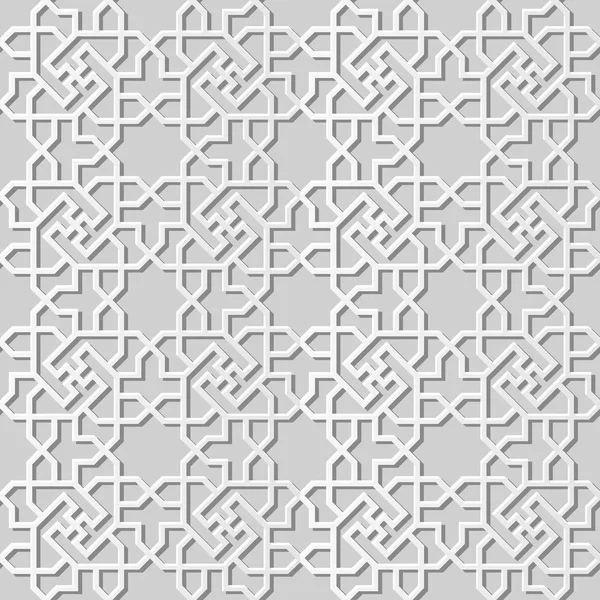 White Paper Art Géométrie Islamique Motif Croisé Fond Sans Couture — Image vectorielle