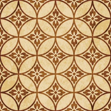 Retro kahverengi mantar doku grunge sorunsuz arka plan yuvarlak çapraz çerçeve çiçek