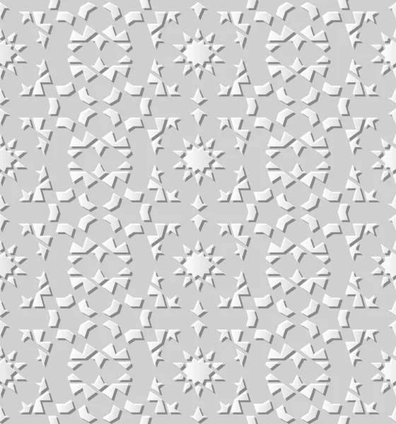 Papel Blanco Arte Geometría Islámica Cruz Patrón Fondo Sin Costuras — Vector de stock