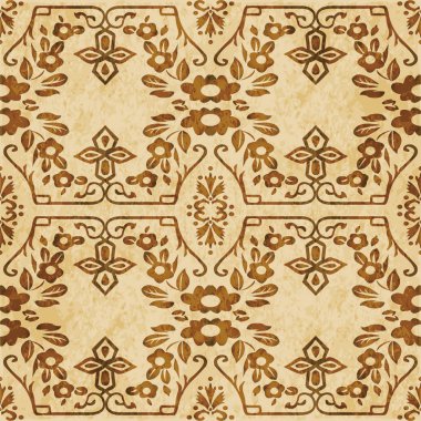 Retro kahverengi mantar doku grunge sorunsuz arka plan sarmal çapraz zarif botanik çiçek çerçeve