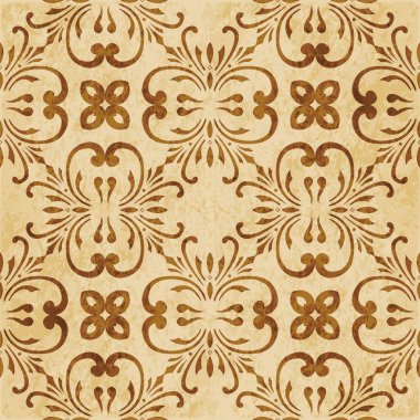 Retro kahverengi mantar doku grunge sorunsuz arka plan sarmal eğri çapraz yaprak çiçek asma