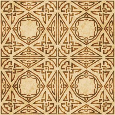 Retro kahverengi mantar doku grunge sorunsuz arka plan üçgen poligon Aborijin çapraz çerçeve Zinciri