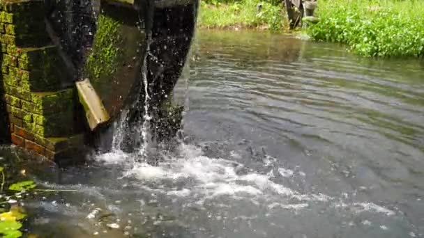 Roue Eau Roulement Éclaboussure Eau Dans Nature Campagne — Video