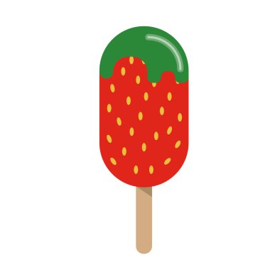 Renkli yaz çilekli dondurma, lezzetli yaz tatlı serin tatlı