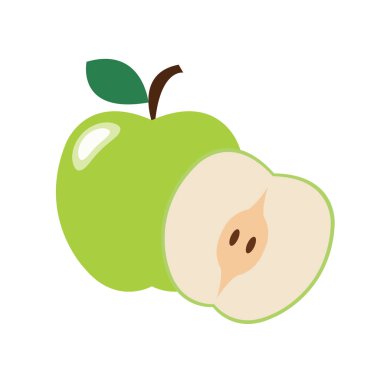 Sağlıklı organik yeşil elma, renkli tropikal doğa taze meyve nesneleri.