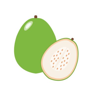Sağlıklı organik beyaz guava, renkli tropikal doğa taze meyve nesneleri.